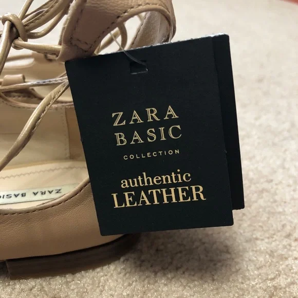 Zara Leather Nude Flats - Picture 9 of 11
